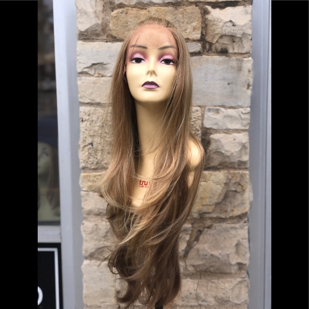 Blonde mix Ponytail Wig Lacefront realistic Look - Picture 1 of 9